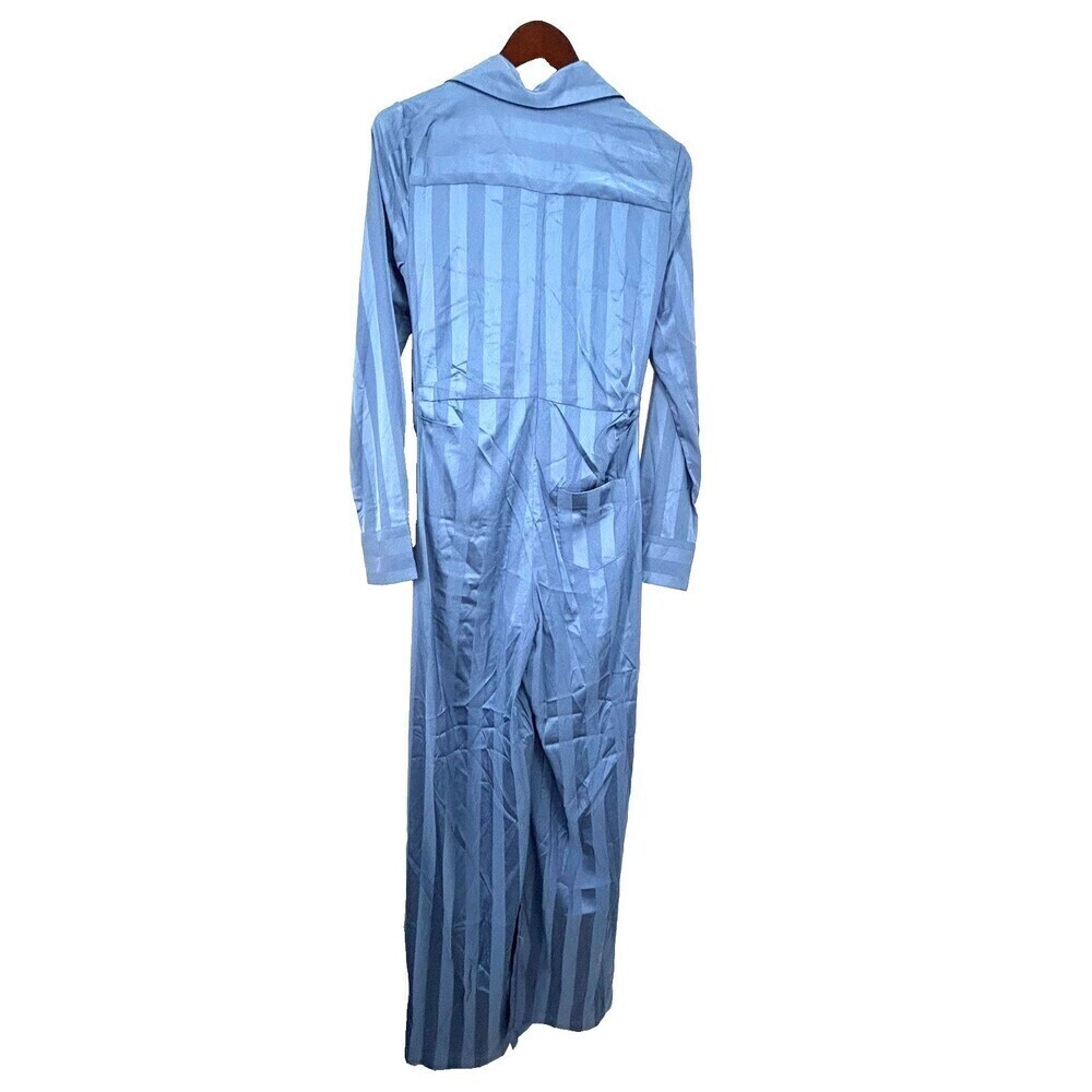 Choosy‎ Lafayette Womens Sz 4 Blue Striped Jumpsuit Pockets Front Tie Comfort H4 - Picture 6 of 12